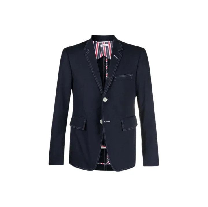 Thom Browne Thom Browne Navy Cotton Blend Suit Jacket Size US XS / EU 42 / 0 - 1 Thumbnail
