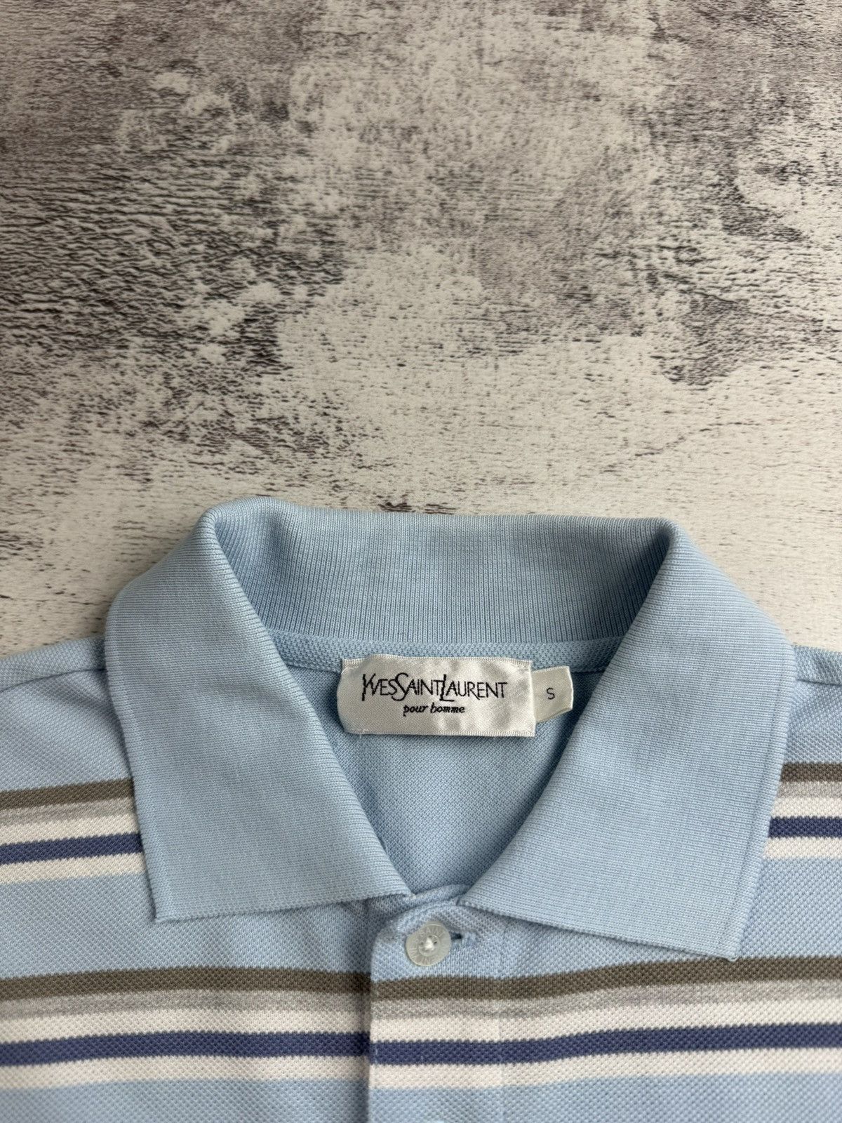 Yves Saint Laurent Yves Saint Laurent YSL Small Blue Cotton Luxury Big Logo Polo T Shirt Tee Jersey Size US S / EU 44-46 / 1 - 10 Thumbnail