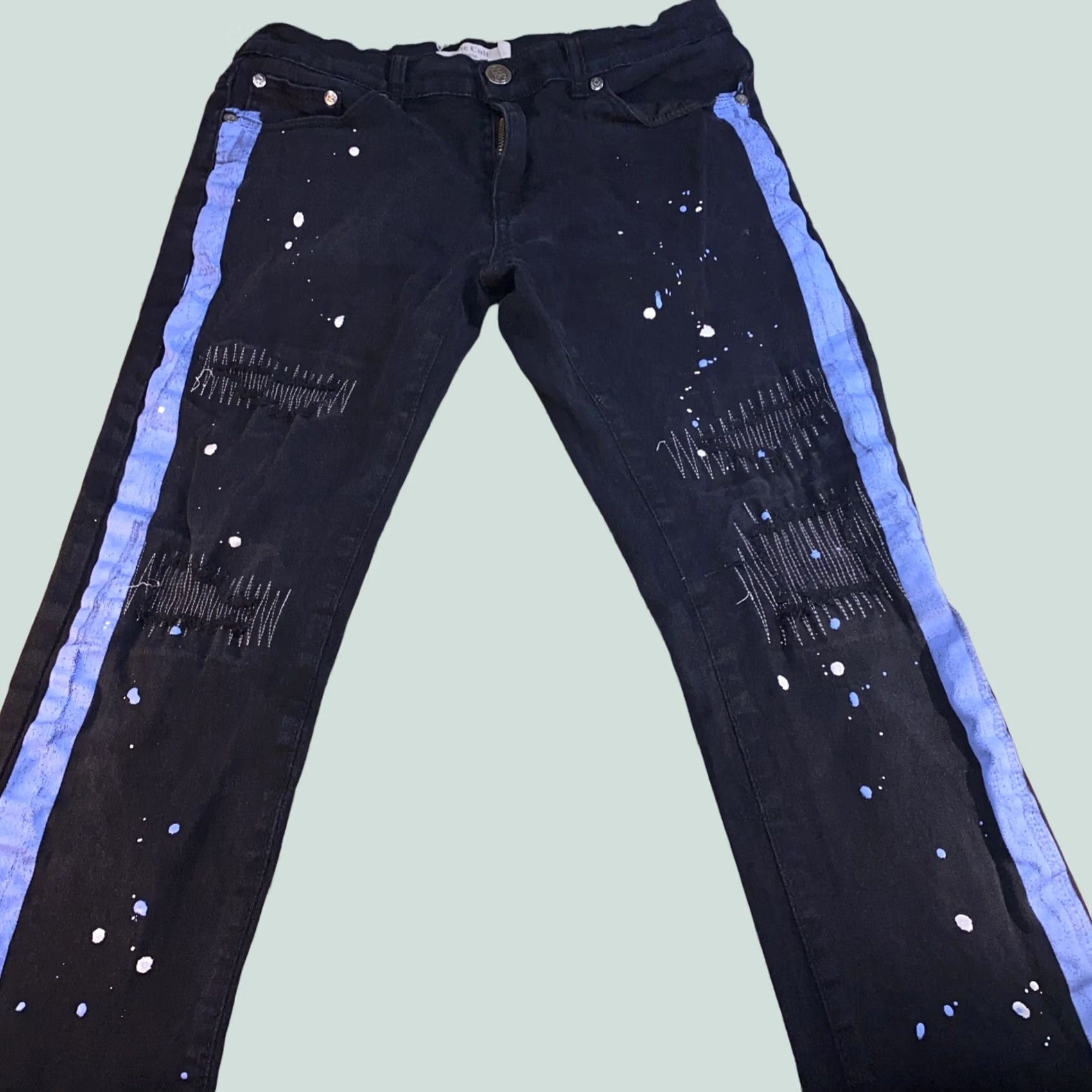 Denime Blue Cult Denim Jeans - 32x32 - Black Distressed - Denim Pants - Men - 40 in Waist - 32 in Inseam Size US 40 / EU 56 - 1 Thumbnail