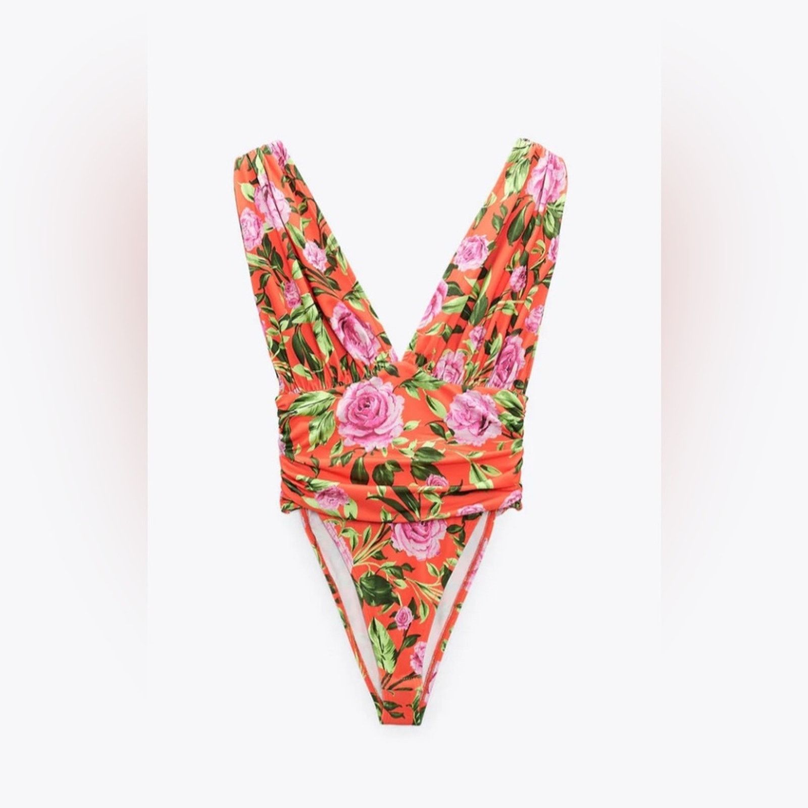 Zara Zara Draped Floral Print Bodysuit Size S / US 4 / IT 40 - 1 Thumbnail
