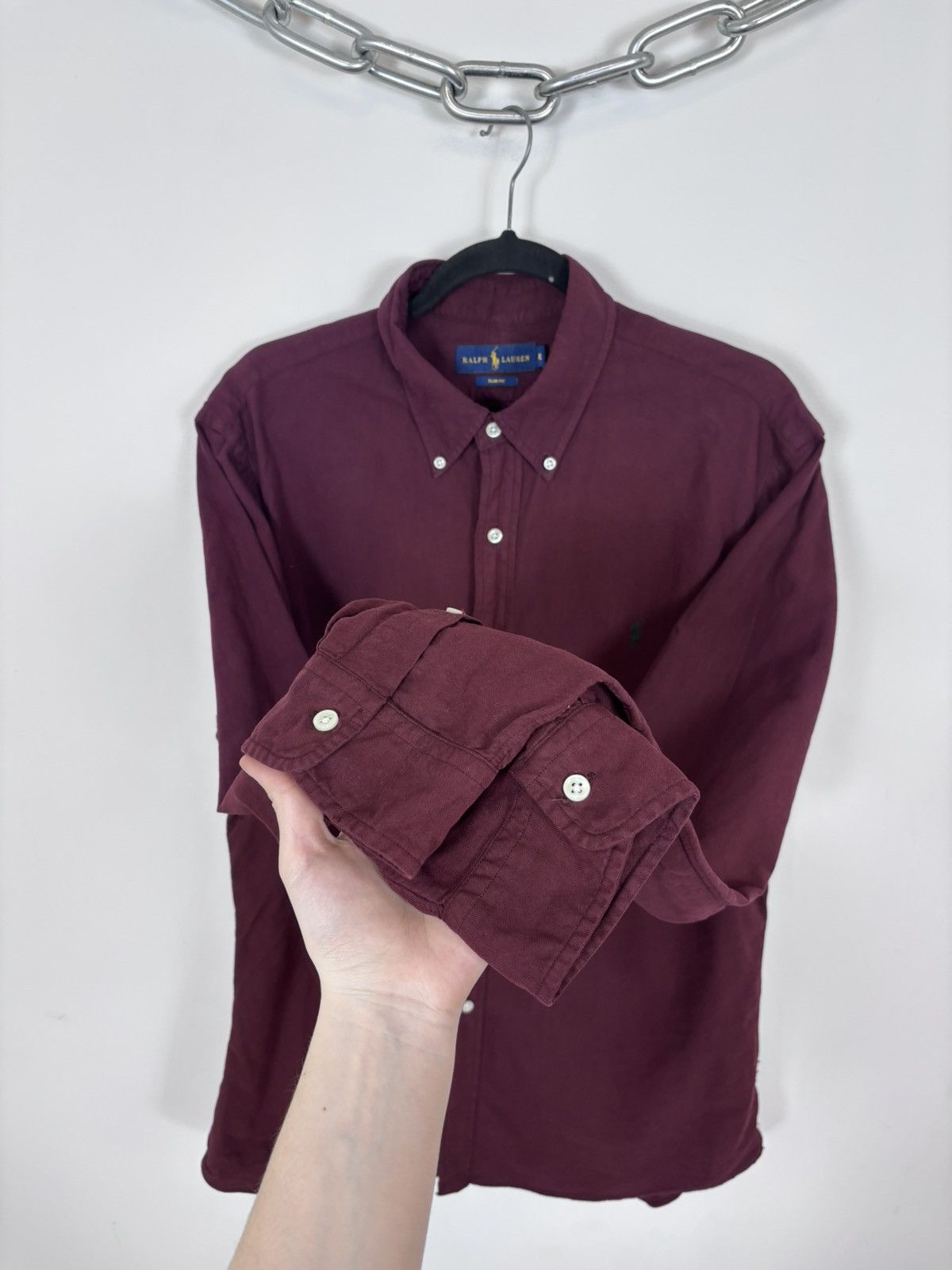 Ralph Lauren Ralph Lauren Men’s Slim Fit Burgundy Long Sleeve Shirt Size US XL / EU 56 / 4 - 7 Thumbnail