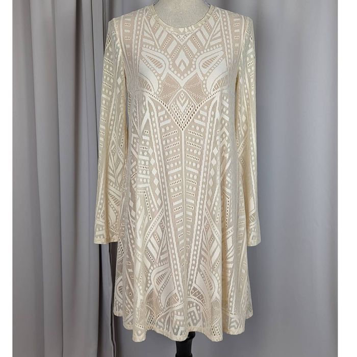 Bcbg Maxazria BCBGMAXAZRIA Natyly Lace Long Sleeve Dress Cream