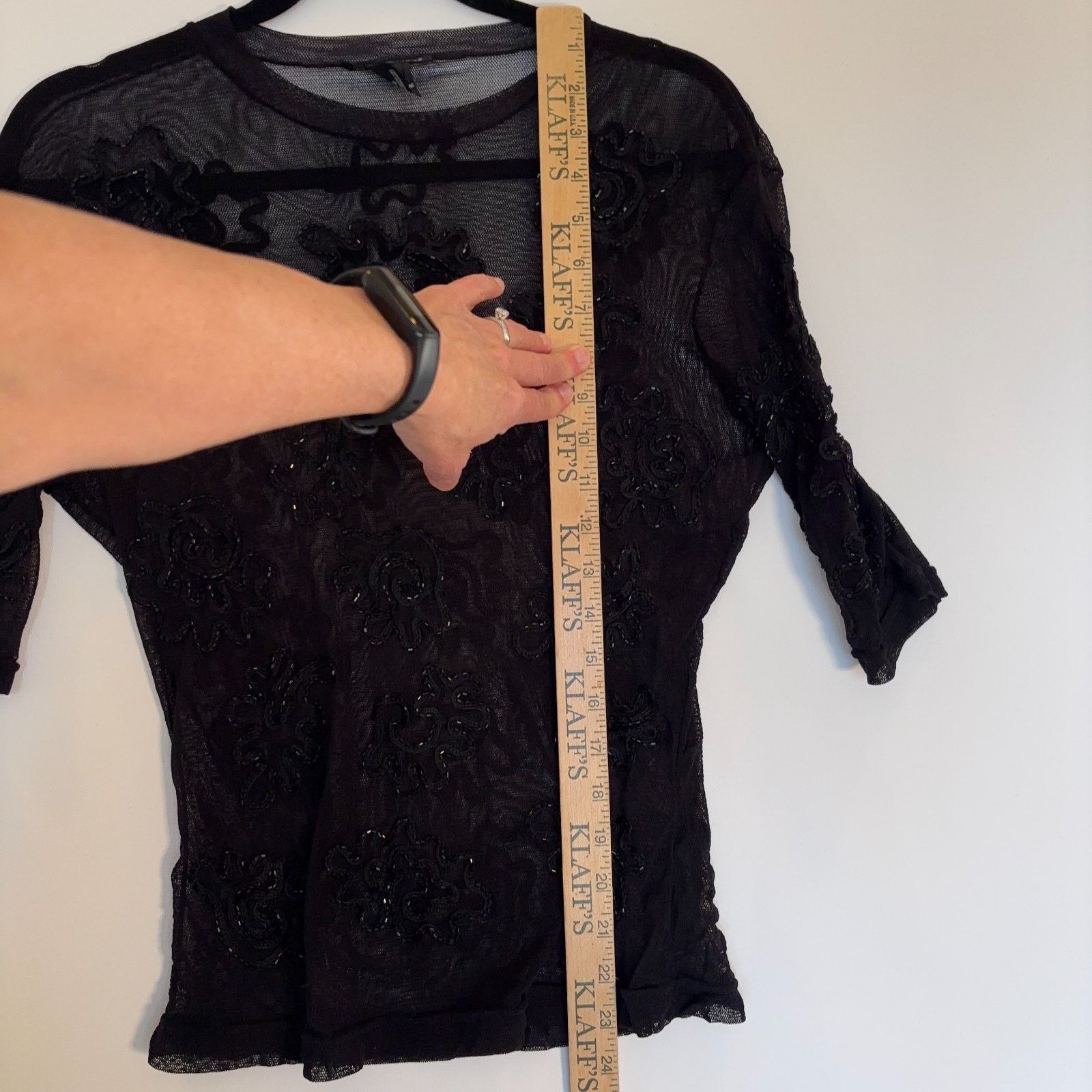 Vivienne Tam Vintage Vivienne Tam Sheer Beaded Top Womens Size 3 S Black Size S / US 4 / IT 40 - 13 Thumbnail