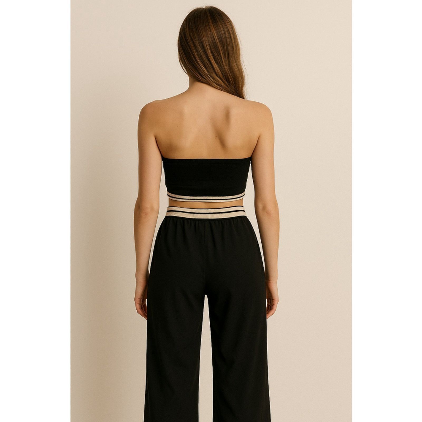 Shein Y2K Minimalist Black Two Piece Festival Streetwear Set SHEIN Size 23" - 6 Thumbnail