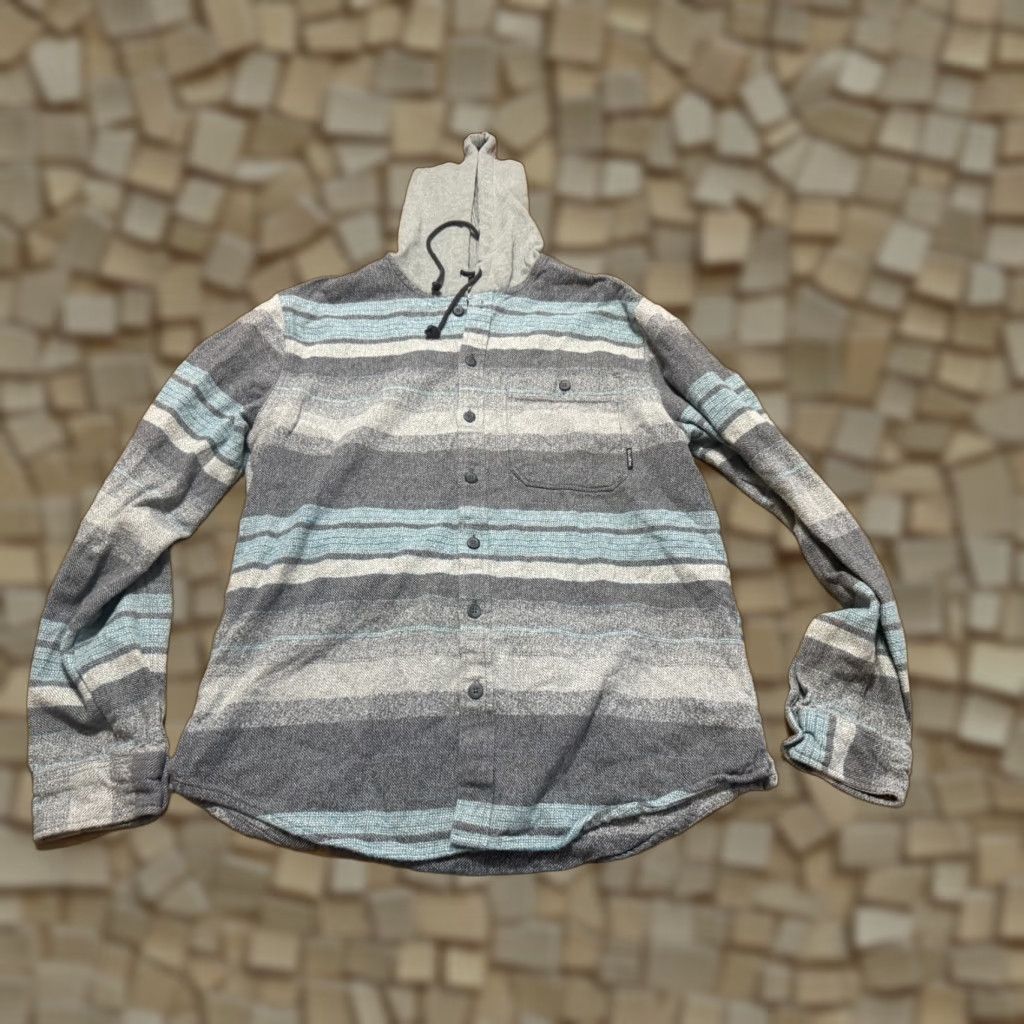 Billabong Billabong Hoodie Mens L/XL Gray Blue Long Sleeve Button Up w/ Hoodie Hoodie Size US L / EU 52-54 / 3 - 1 Thumbnail