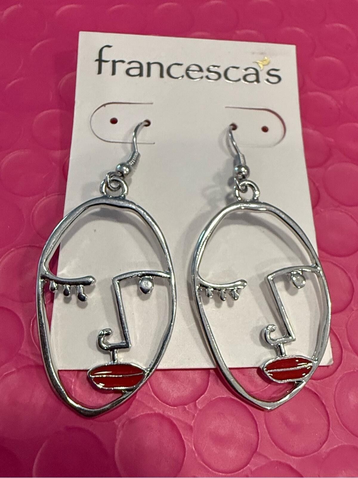 Other Francesca’s earrings silver tone winking face red lipstick Size ONE SIZE - 1 Thumbnail