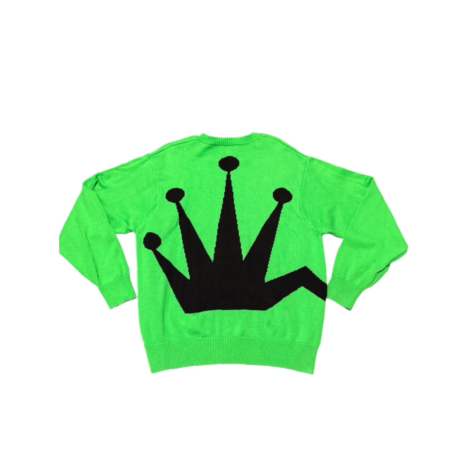 Vintage Stussy OG Bent Crown Knit Crewneck Sweater Lime Green Size Large Mens Pullover Crew Neck Knit Shirt Logo Pattern Washable Cotton Vintage: No Size US L / EU 52-54 / 3 - 3 Thumbnail