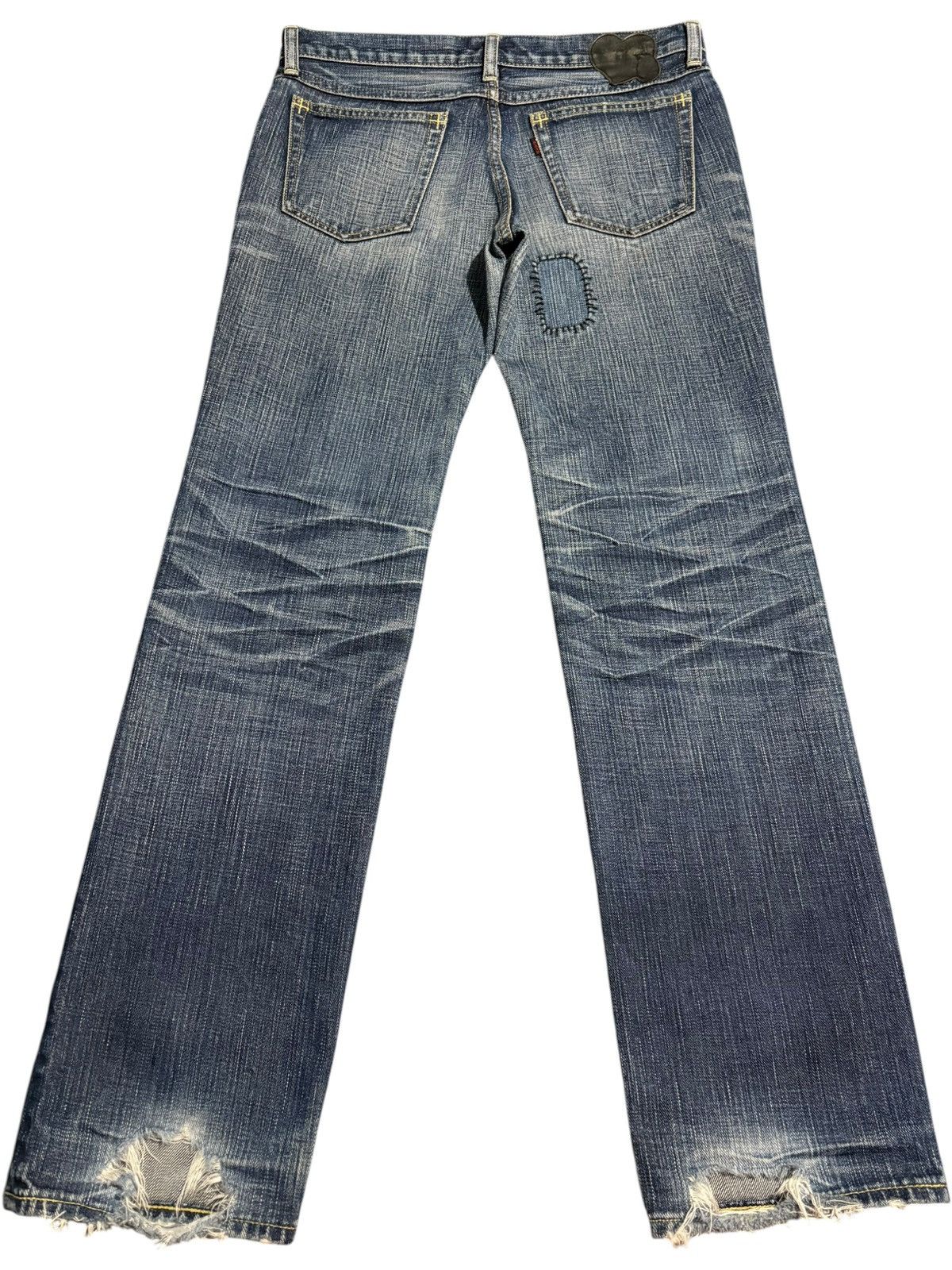 Number (N)ine SS05 Number Nine Nightcrawler Denim Patch stitching Red Yarn Size US 31 - 4 Thumbnail