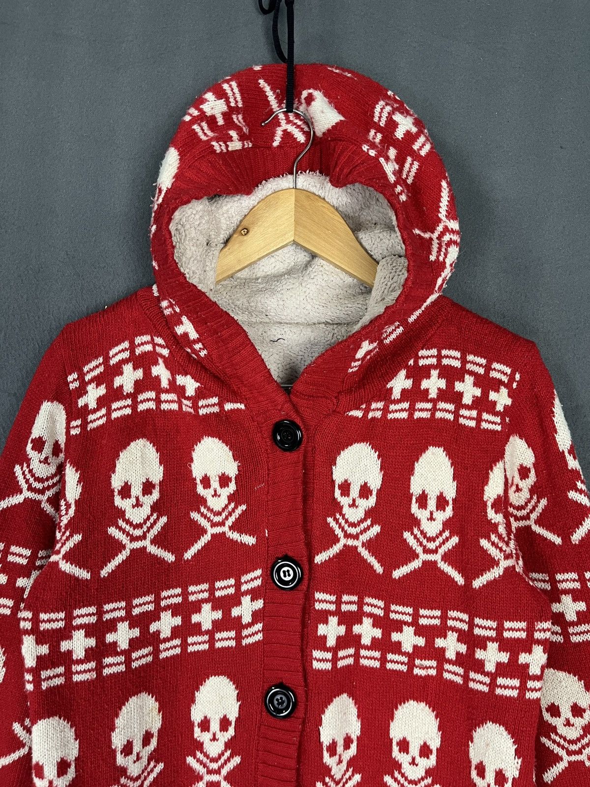 Aran Isles Knitwear × Seditionaries Skull Knit Cardigan Hoodie Sweater Size US M / EU 48-50 / 2 - 4 Thumbnail