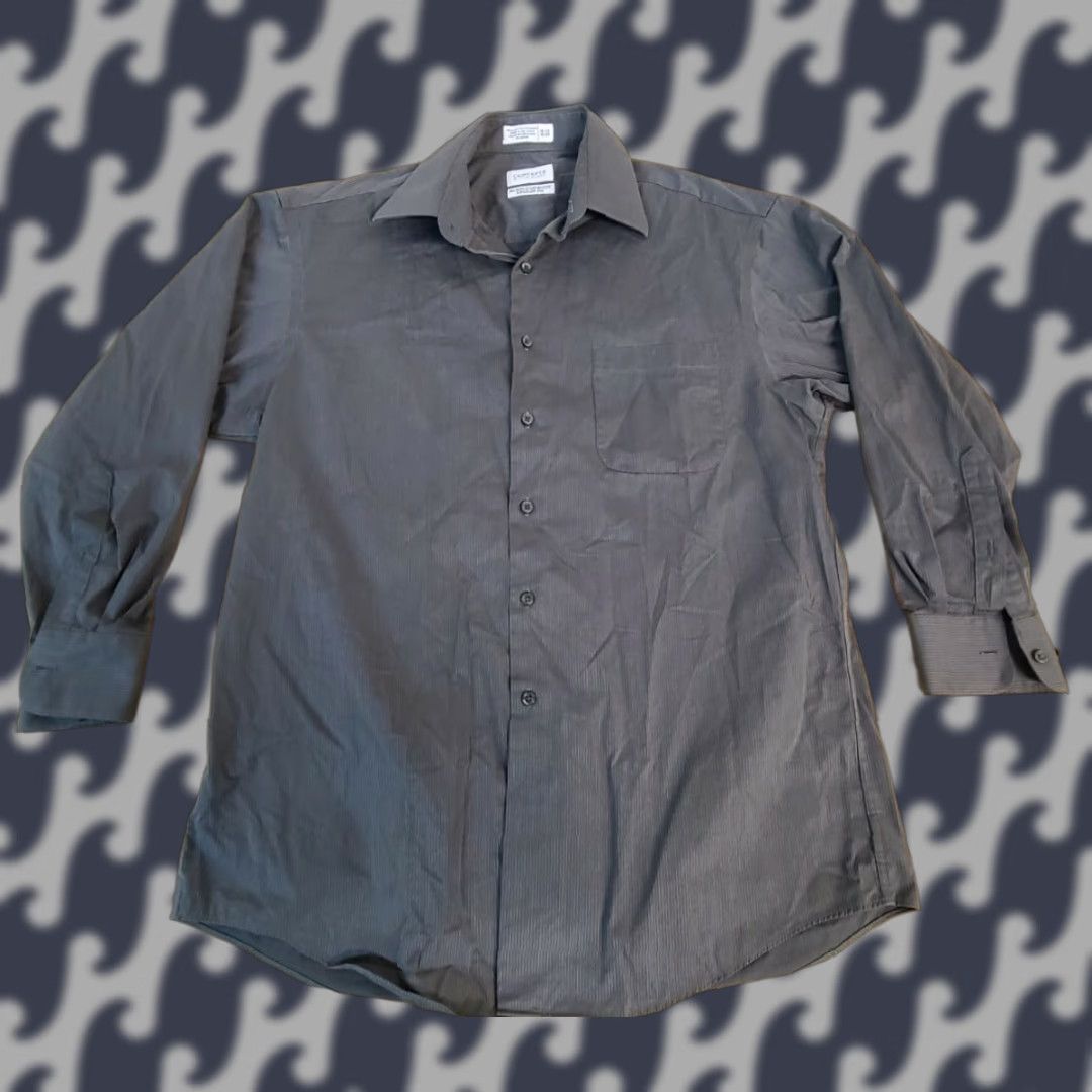 Vintage Concepts by Claiborne Button-Up Shirt Men 16.5 Long Sleeve Gray Cotton Stripe Casual Regular Classic Size 16.5 Button-Up Shirt Mens Size US XL / EU 56 / 4 - 1 Thumbnail