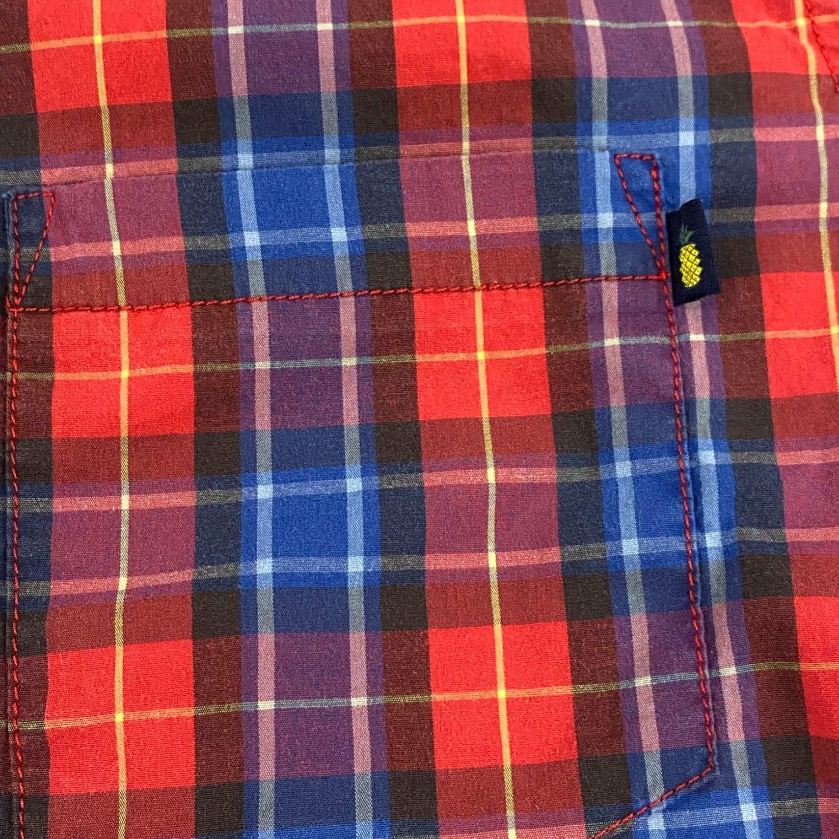 Chubbies Chubbies Shirt Mens Medium Red Blue Plaid Button-Down Pocket Dress Top L/S Size US M / EU 48-50 / 2 - 4 Thumbnail