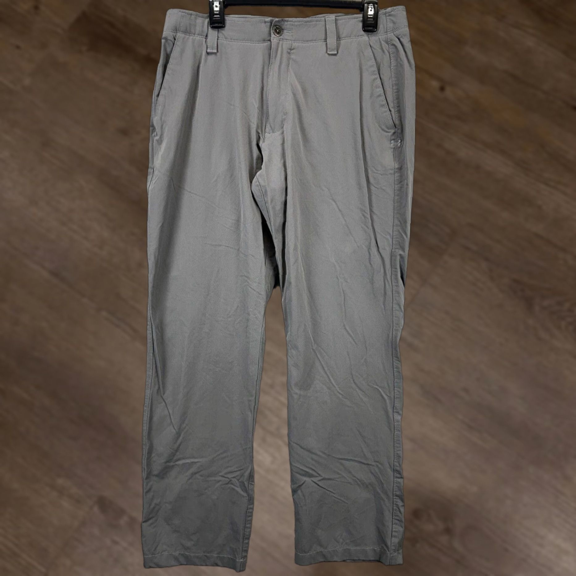 Under Armour Under Armour Pants Mens 36 Grey Logo Chino Straight Leg Golf Athletic Flat Front Size US 36 / EU 52 - 1 Thumbnail
