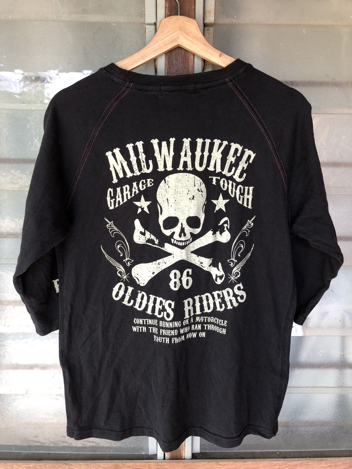 If Six Was Nine Vintage Black Icon Thruxton Milwaukee Skull Punk Shirt Tee Size US L / EU 52-54 / 3 - 1 Thumbnail