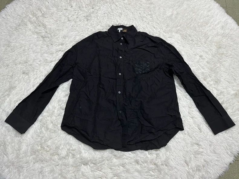 Loewe LOEWE Black embroidered linen long-sleeved shirt Size XS / US 0-2 / IT 36-38 - 1 Thumbnail