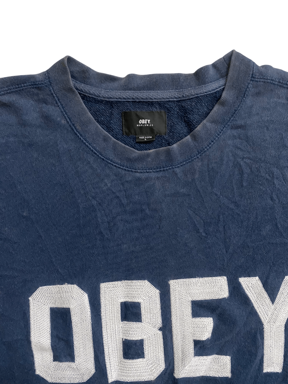 Obey Distressed Sun Faded Obey Crewneck Spell Out Size US L / EU 52-54 / 3 - 3 Thumbnail
