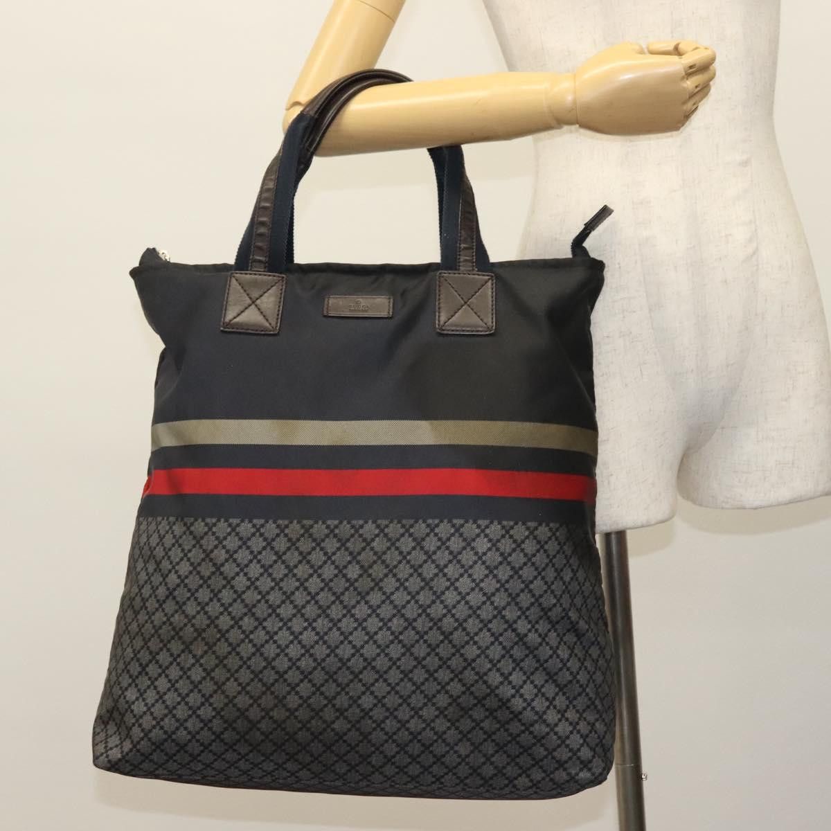 Gucci GUCCI Diamante Hand Bag Nylon Navy Gray Silver Size ONE SIZE - 23 Thumbnail