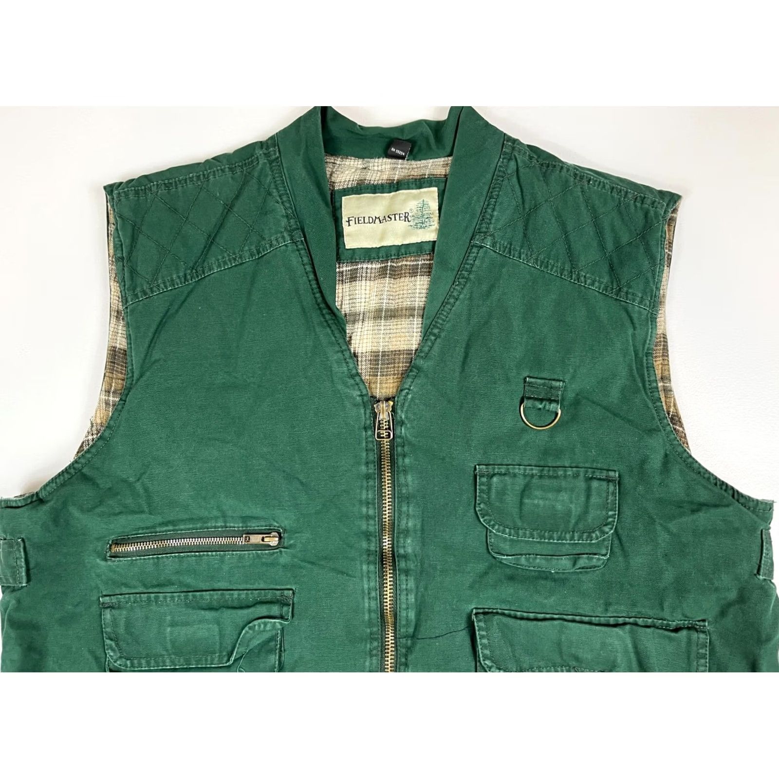 Vintage VINTAGE Fieldmaster Men's Vest Shirt Pocketed Flannel Lined Green Size L Outdoor Fishing Hunting Size US L / EU 52-54 / 3 - 6 Thumbnail