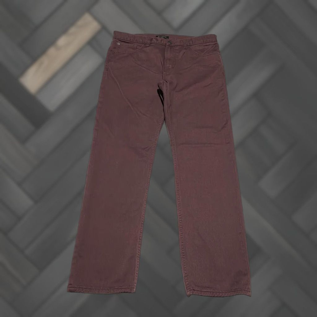 Banana Republic Banana Republic Slim Fit Chino Pants Men's 35×30 Maroon Stretch Size US 35 - 1 Thumbnail