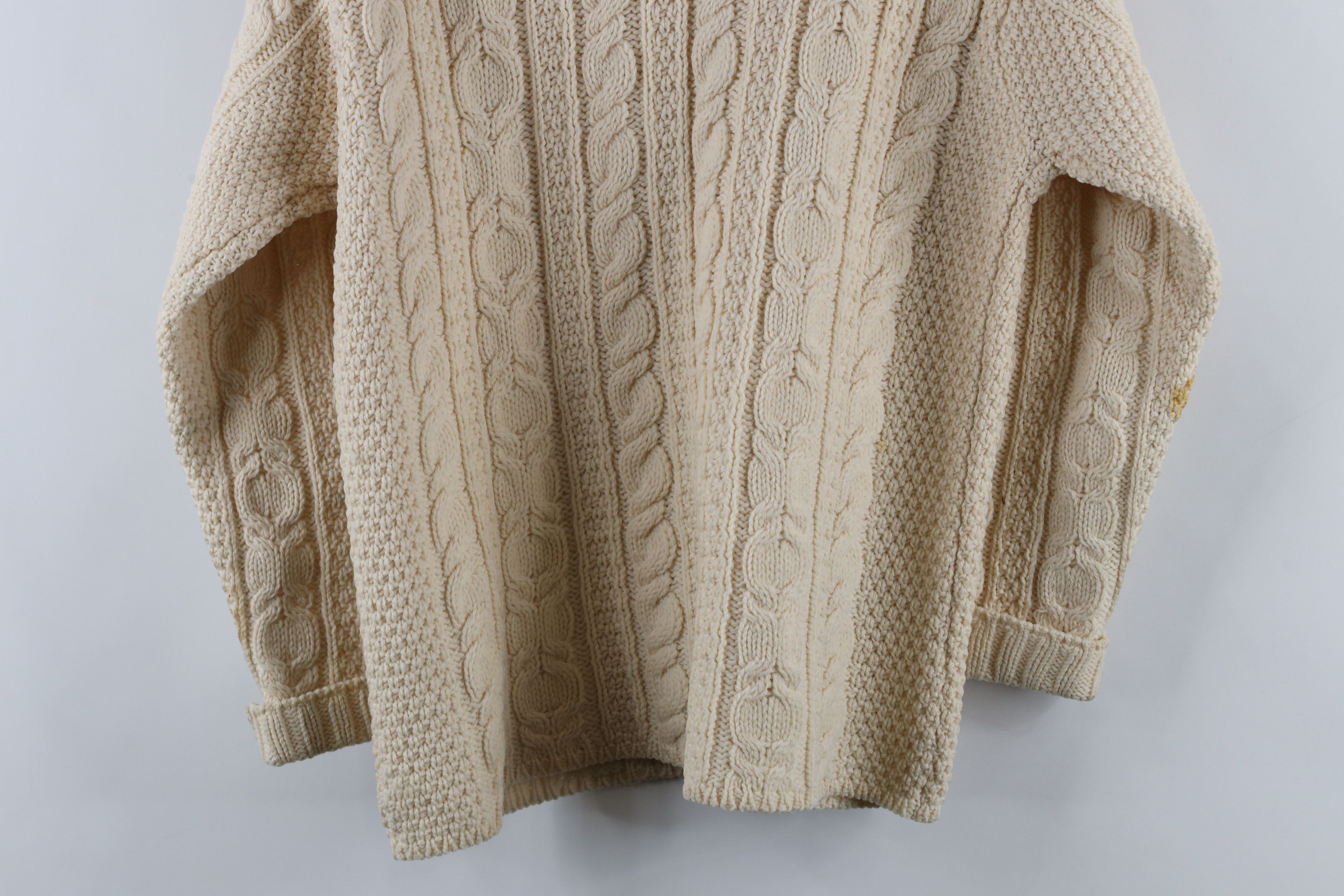 Vintage Vintage 90s Irish Wool Fisherman Knit Full Zip Sweater Size S / US 4 / IT 40 - 18 Thumbnail