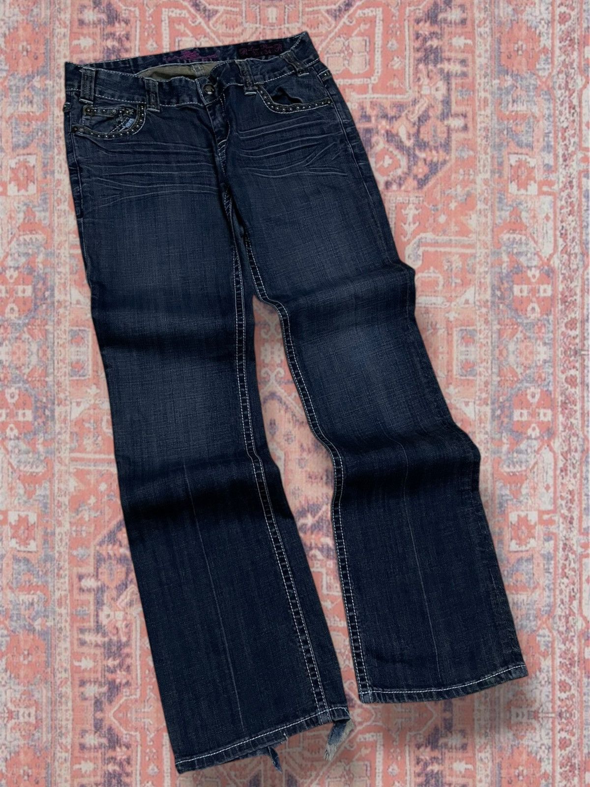 Beauty Beast Vinage OG 1990s Designer Rock & Roll Affliction Cross Flared Size US 32 / EU 48 - 10 Thumbnail