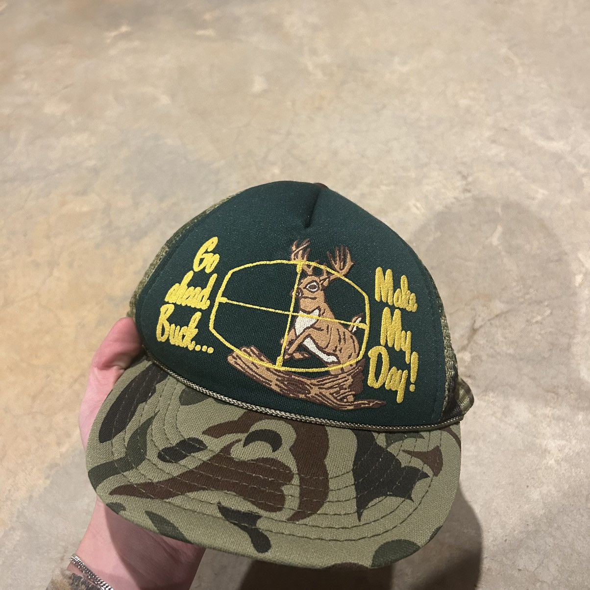Vintage Crazy Vintage 90s “Make My Day” Deer Hunting Trucker Hat Size ONE SIZE - 2 Thumbnail