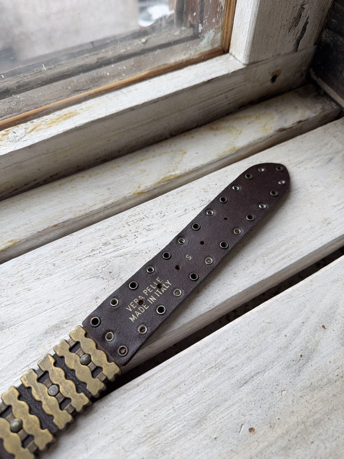 Japanese Brand RARE Save The Queen Vera Pelle Italian Studded Leather Belt Size ONE SIZE - 10 Thumbnail