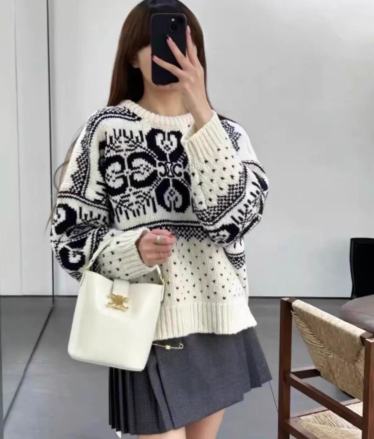 Celine Celine Triomphe Fair Isle Wool-Cashmere Sweater M Size M / US 6-8 / IT 42-44 - 7 Thumbnail