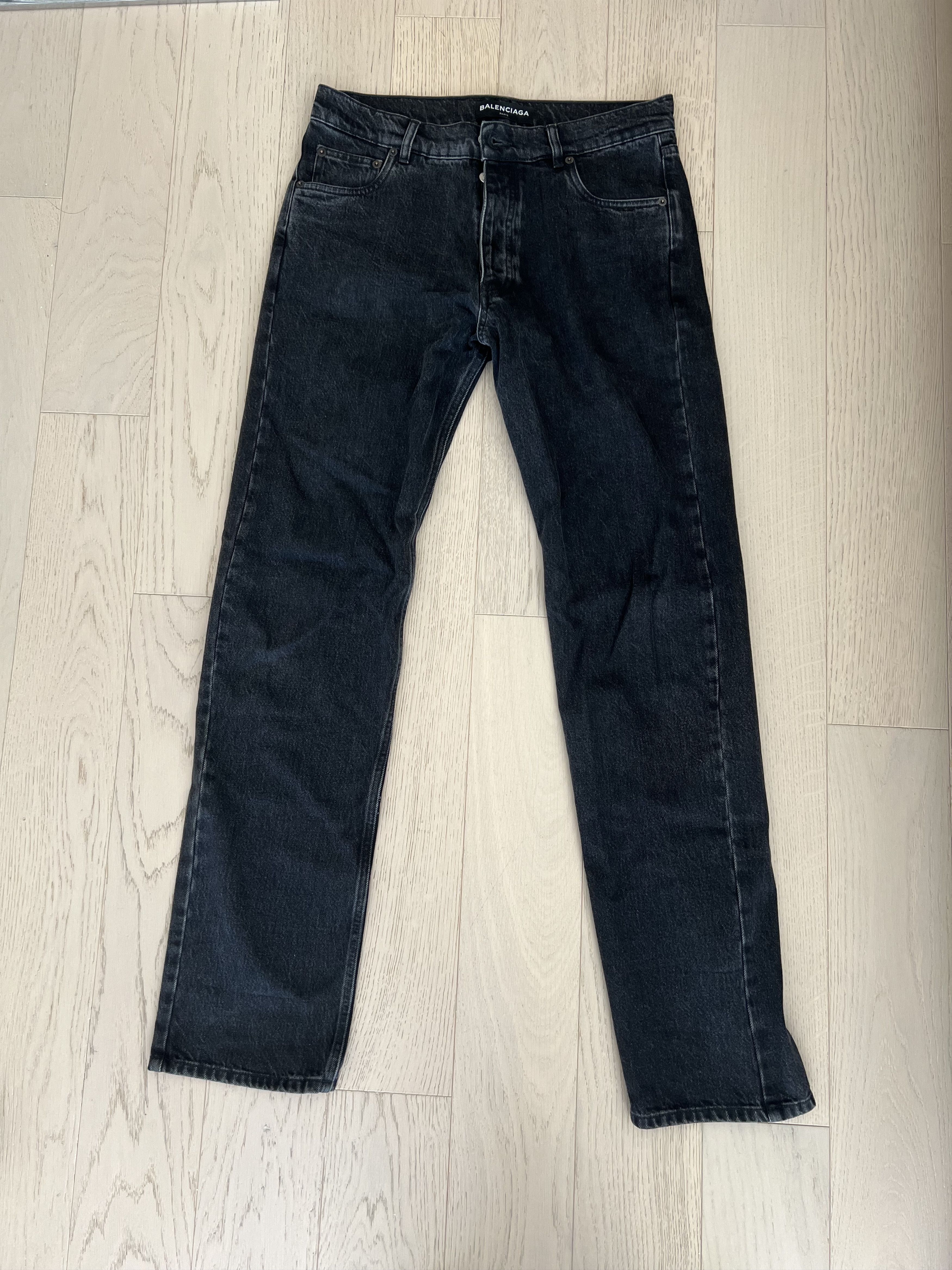 image of Balenciaga Gray Straight Fit Jeans in Grey, Men's (Size 30)