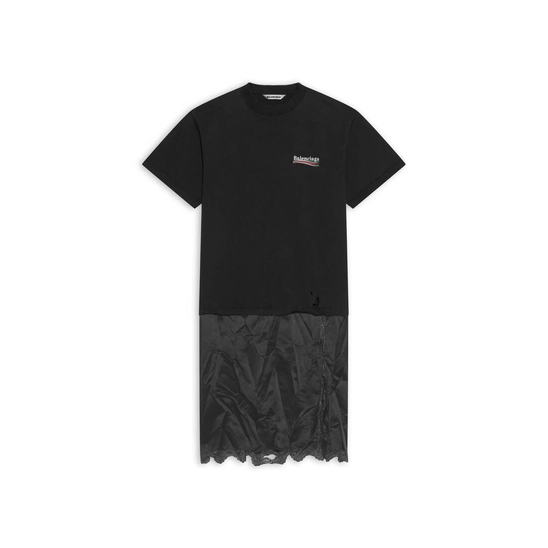 Balenciaga o1la1rc1a0625 Political Campaign Slip Dress T-Shirt in Black Size S / US 4 / IT 40 - 1 Thumbnail