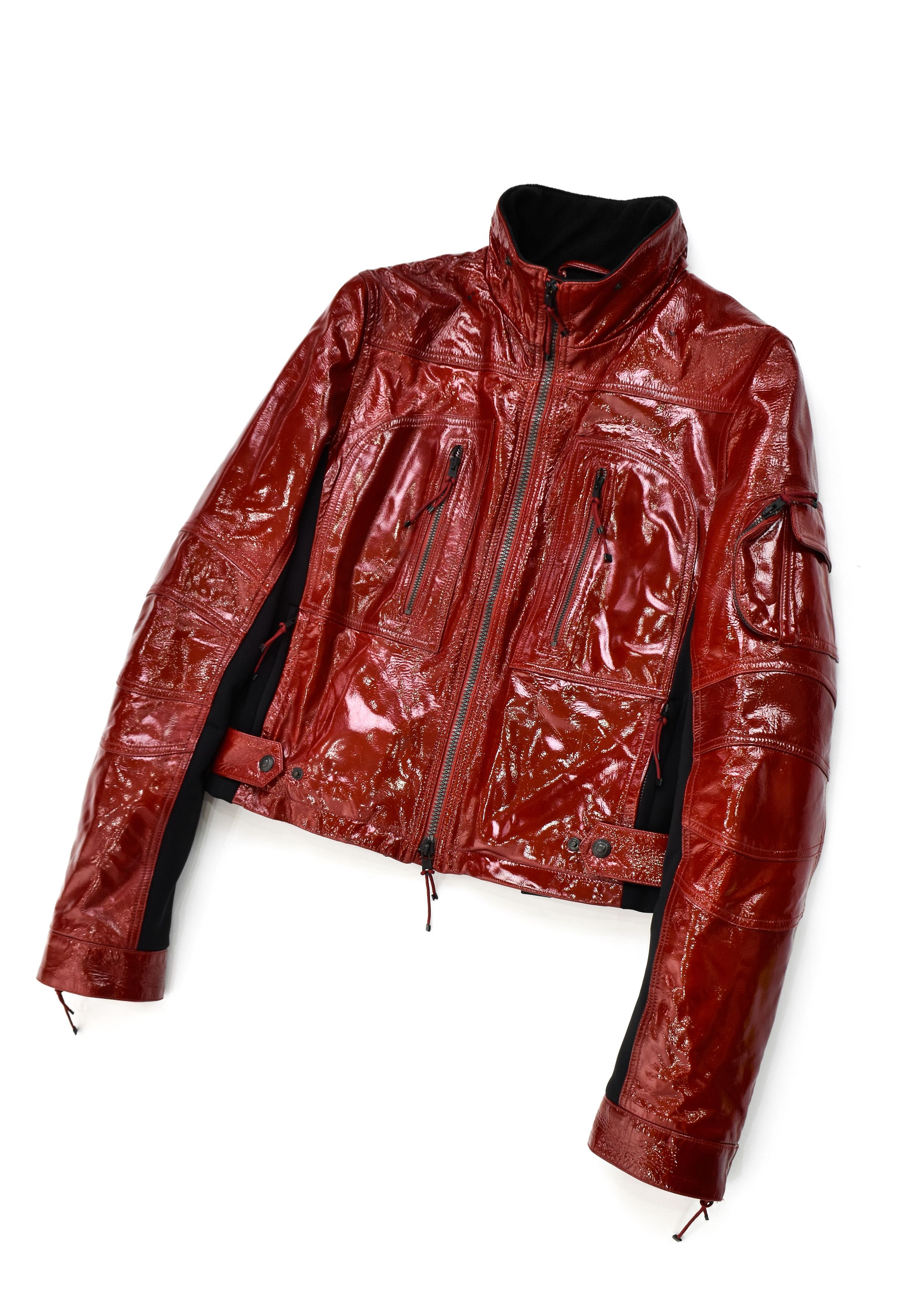 image of Ralph Laurent Sport Vintage Patent Leather Ski Jacket Coat in Red, Women's (Size Small)