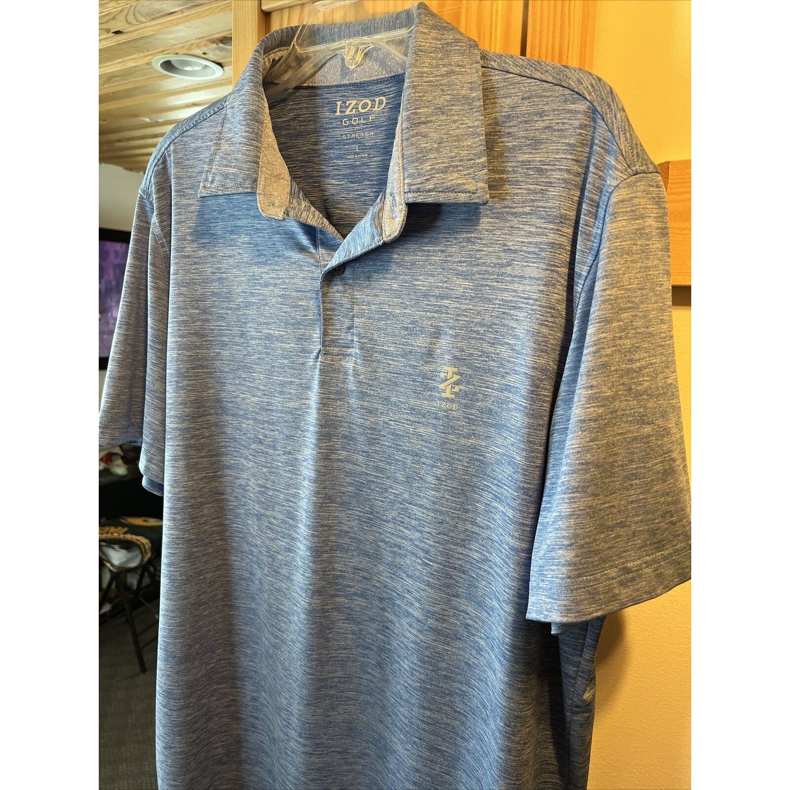 Izod IZOD GOLF Men’s Size L Blue SS Button Polyester Polo Shirt Size US L / EU 52-54 / 3 - 6 Thumbnail