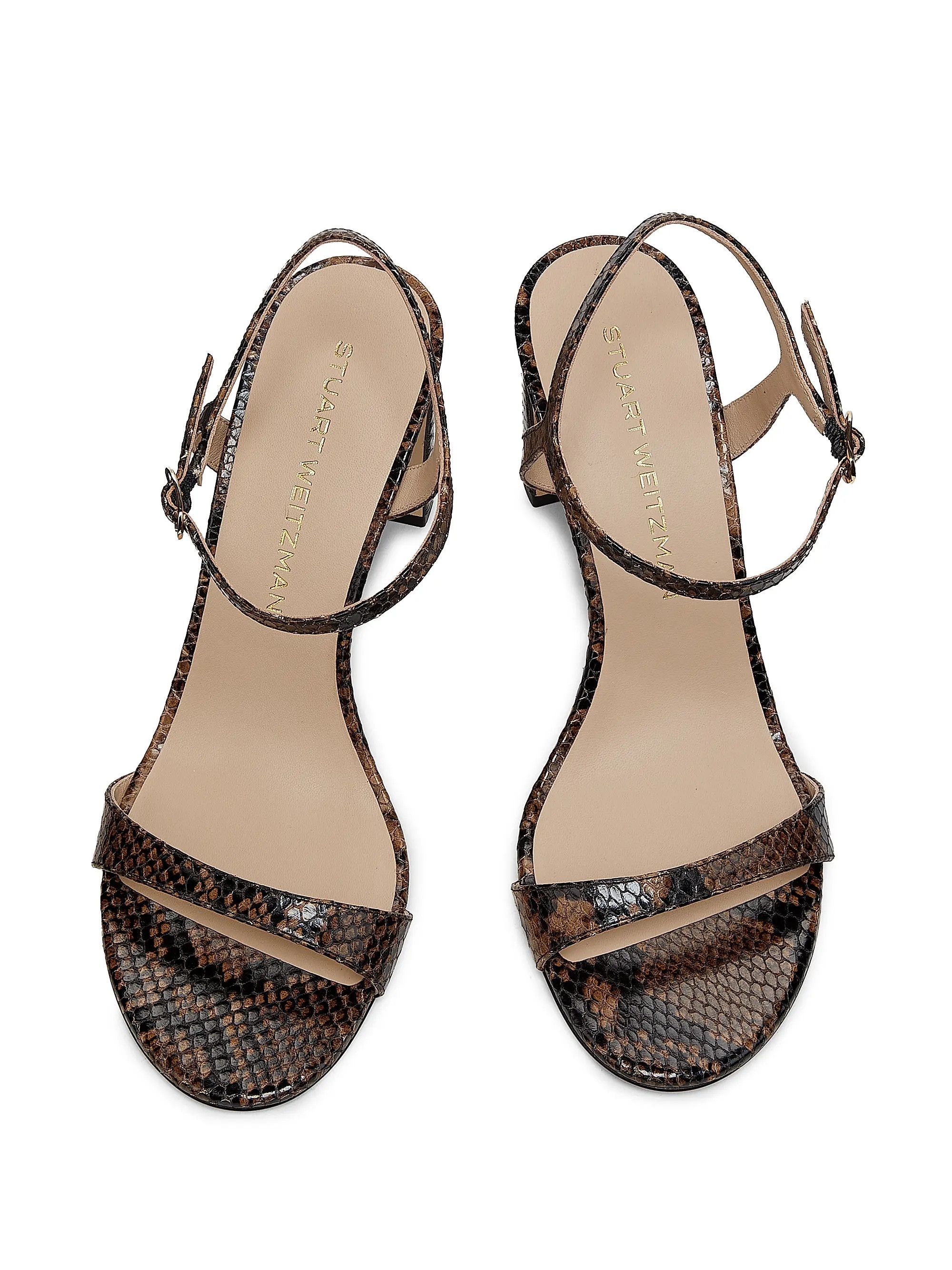 Stuart Weitzman os11x0126 Babette 85mm Snake-Embossed Sandals Size US 8 / IT 38 - 4 Thumbnail