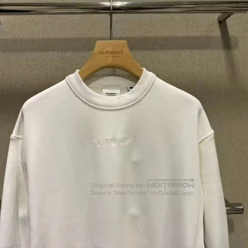 Burberry Burberry White Cotton Logo Sweatshirt. Size L / US 10 / IT 46 - 3 Thumbnail