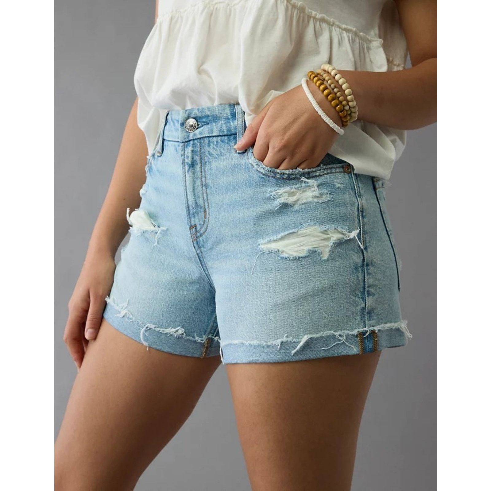 American Eagle Outfitters American Eagle Strigid Curvy Ripped Super High-waisted Size 27" / US 4 / IT 40 - 3 Thumbnail