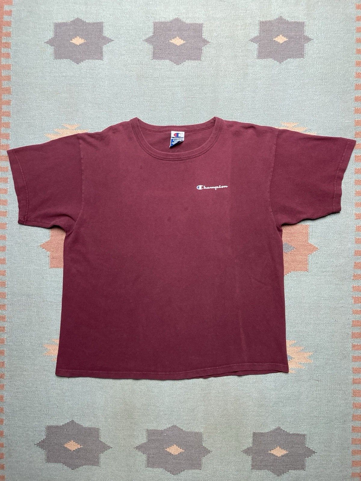 Vintage 90s champion t shirt blank maroon burgundy spell cotton XL Size US XL / EU 56 / 4 - 1 Thumbnail