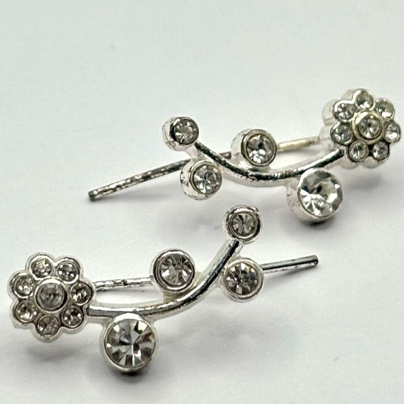 Other Silver Floral Crystal Earrings Size ONE SIZE - 2 Thumbnail