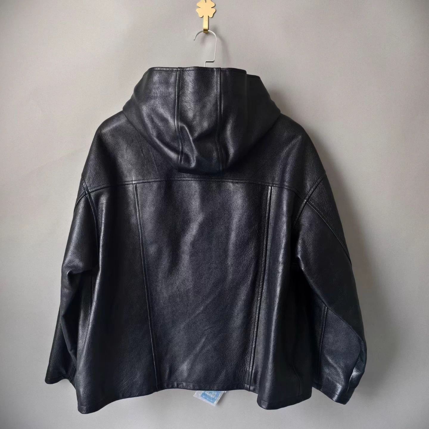 Celine CELINE solid spring-hooded leather jacket women's black Size S / US 4 / IT 40 - 2 Thumbnail
