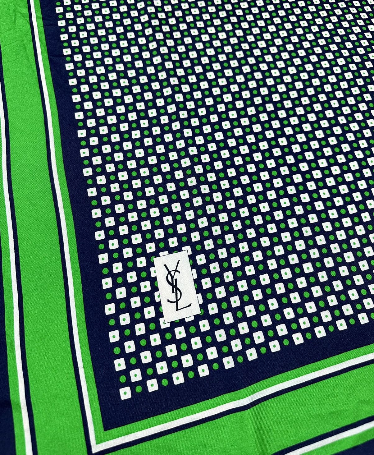 Yves Saint Laurent YSL Yves Saint Laurent Silk Scarf 86x84 cm Blue Green Square Size ONE SIZE - 5 Thumbnail