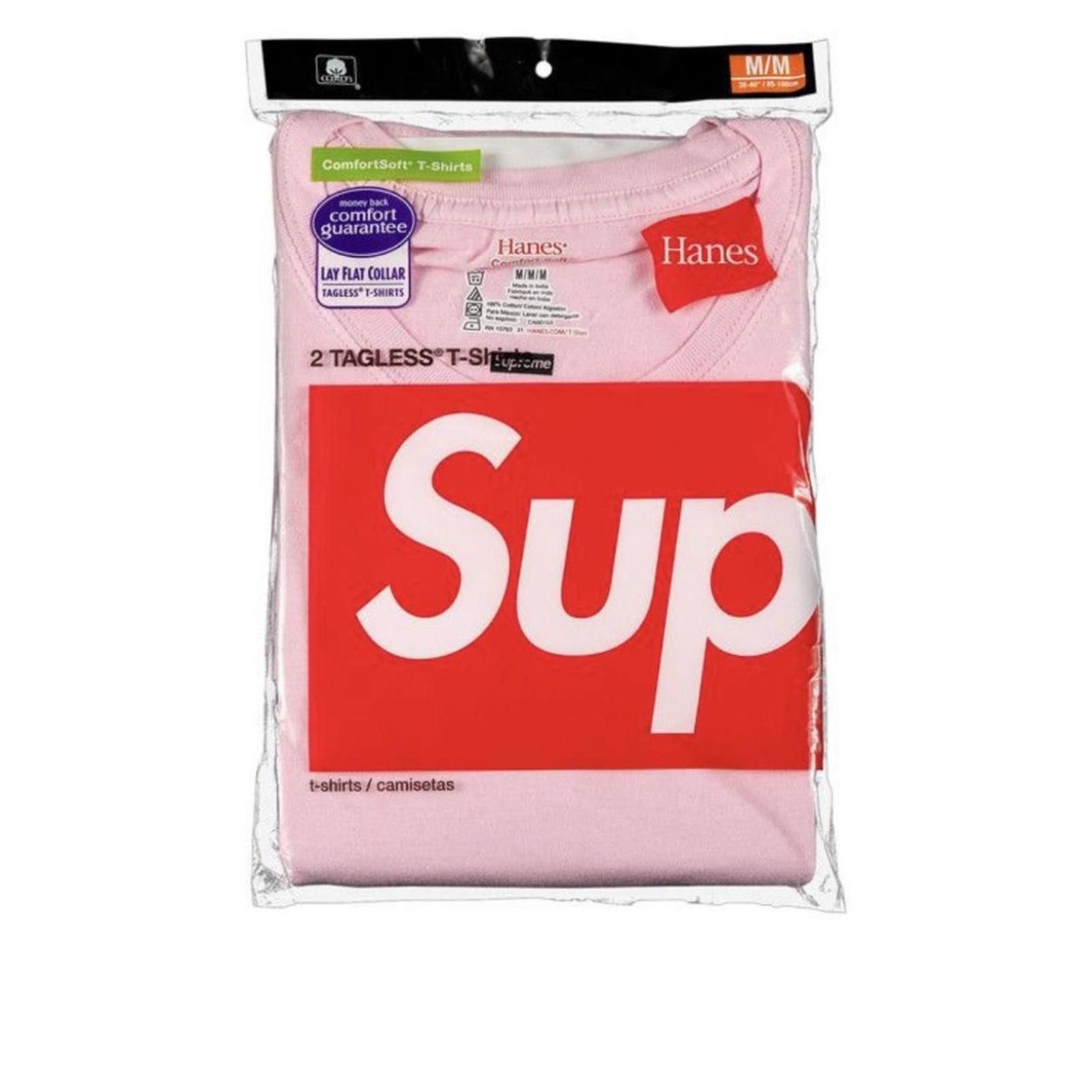 Supreme 2021 Supreme x Hanes Tagless Tees (2 Pack) 'Pink' Size US M / EU 48-50 / 2 - 1 Thumbnail