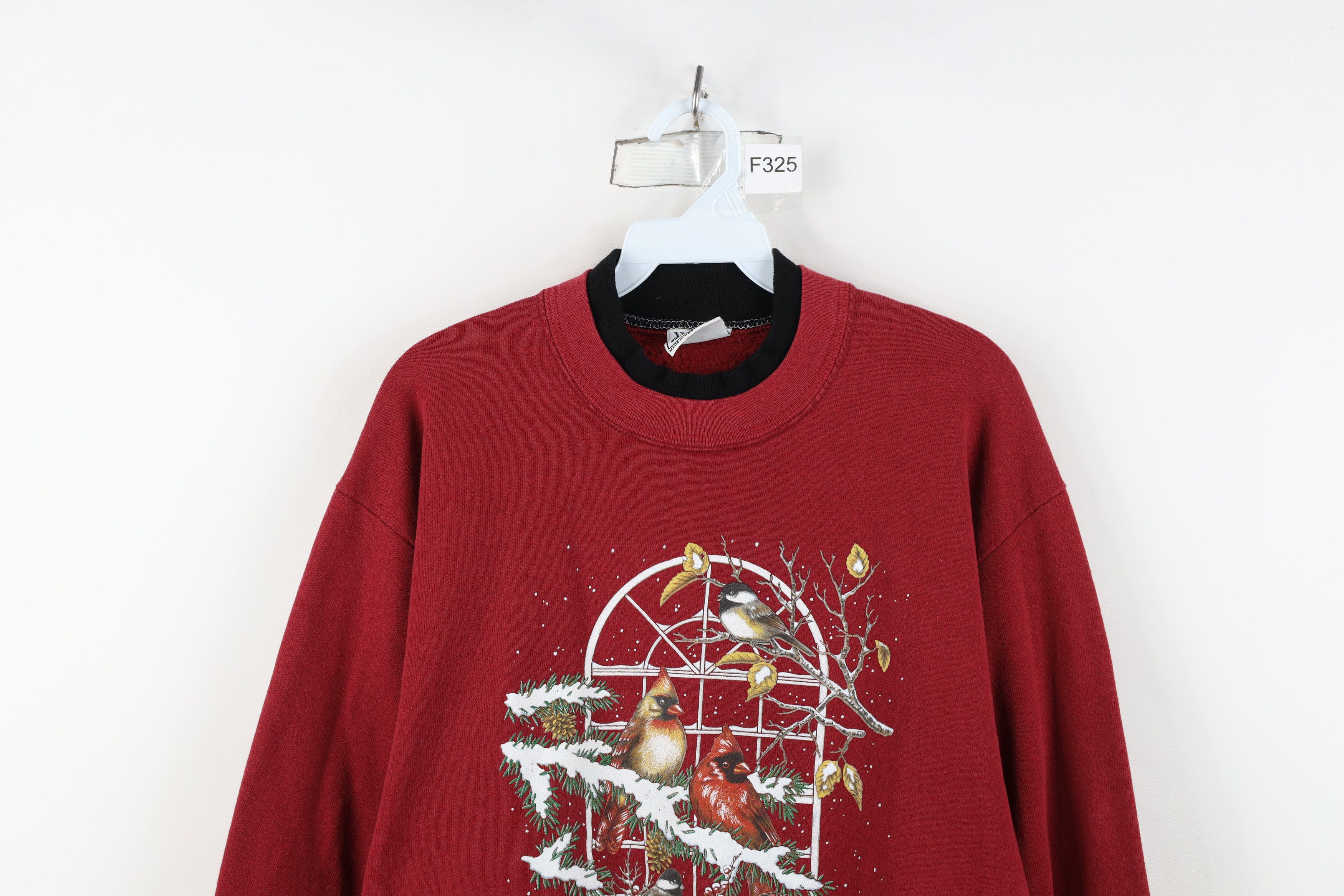 Vintage Vintage 90s Streetwear Nature Snow Birds Sweatshirt Red USA Size L / US 10 / IT 46 - 2 Thumbnail