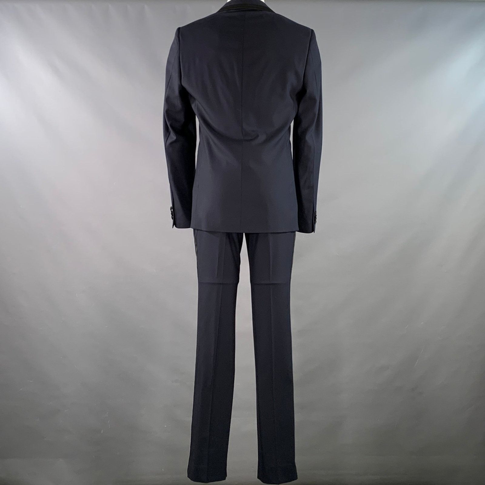Indochino Size 38 Navy Black Contrast Trim Wool Cashmere Tuxedo Size 38R - 4 Thumbnail