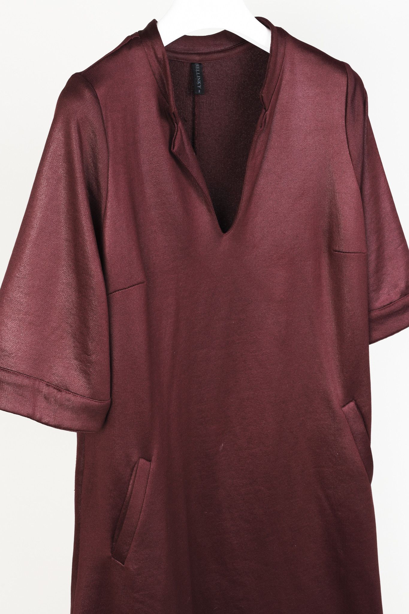 Other Bellinky Burgundy Shiny French Terry Maxi Dress Size M / US 6-8 / IT 42-44 - 3 Thumbnail