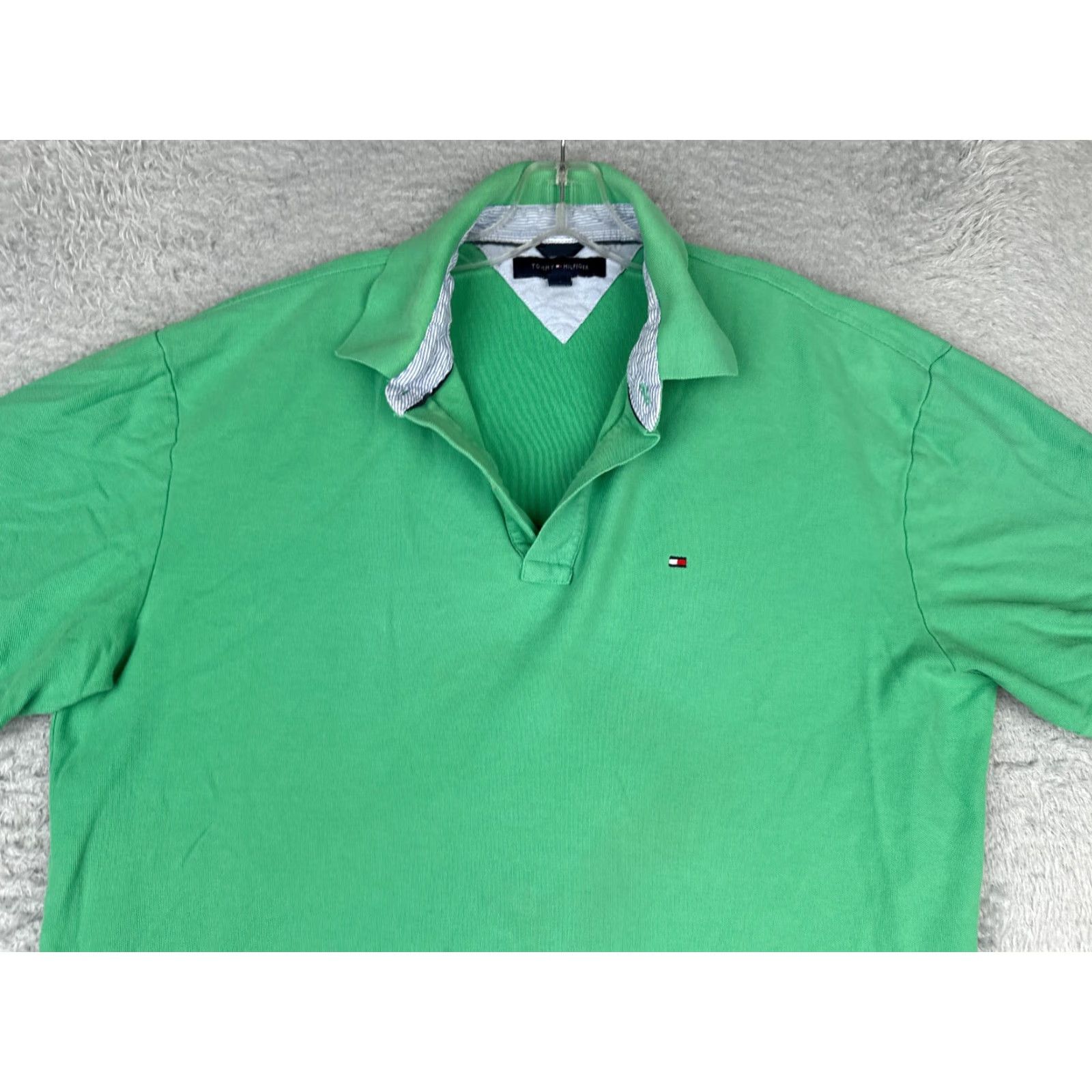 Tommy Hilfiger Tommy Hilfiger Polo Shirt Men Extra Large Green 100% Cotton Short Sleeve Slim Fit XL Green Polo Shirt Mens (Tommy Hilfiger) Size US XL / EU 56 / 4 - 4 Thumbnail