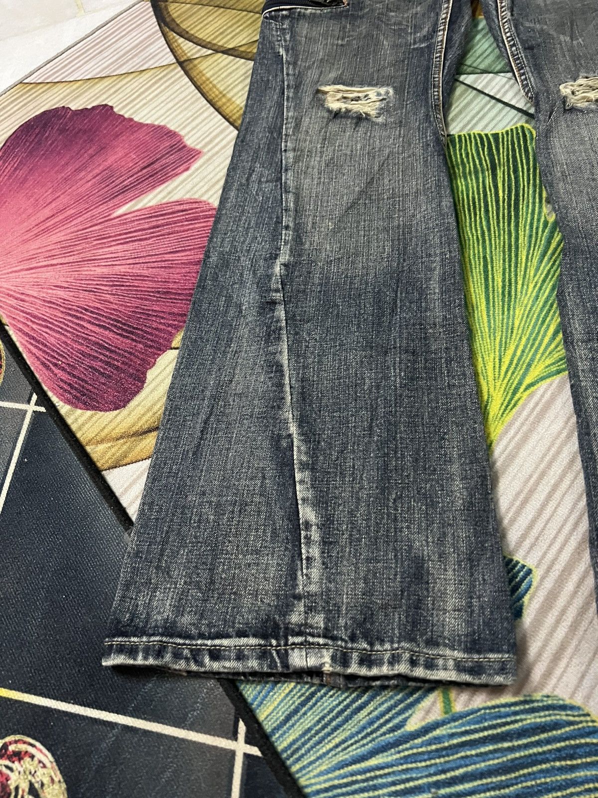 Japanese Brand 💥Flare💥Semantic Design Snake Skin Twist Leg Distress Jean Size US 32 / EU 48 - 7 Thumbnail