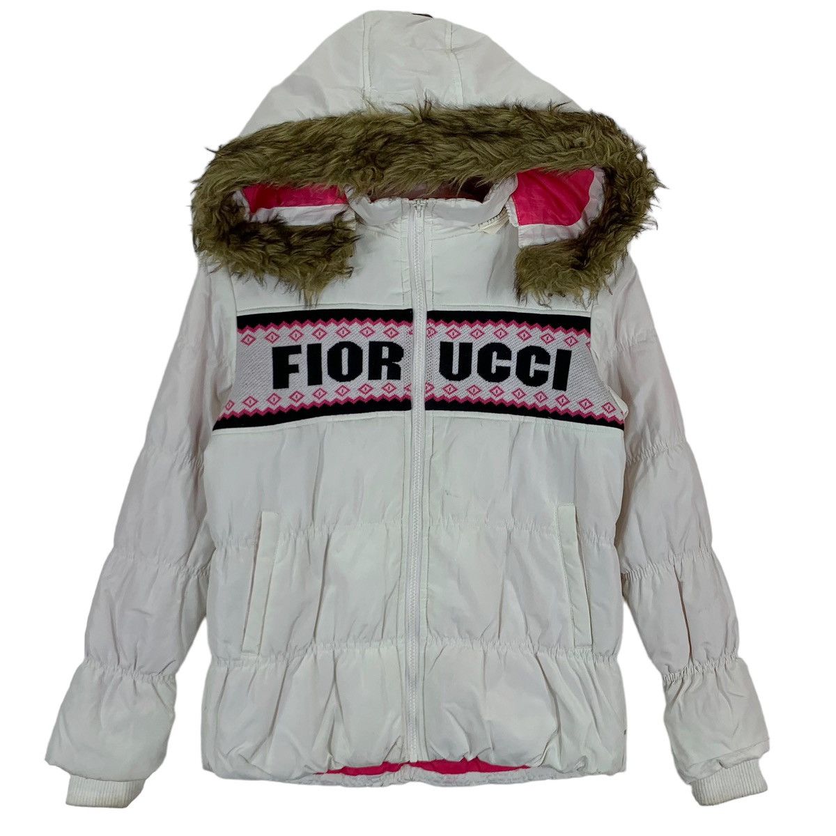 image of Italian Designers Designer Fiorucci Italy Puffer Women Jacket in White (Size XS)