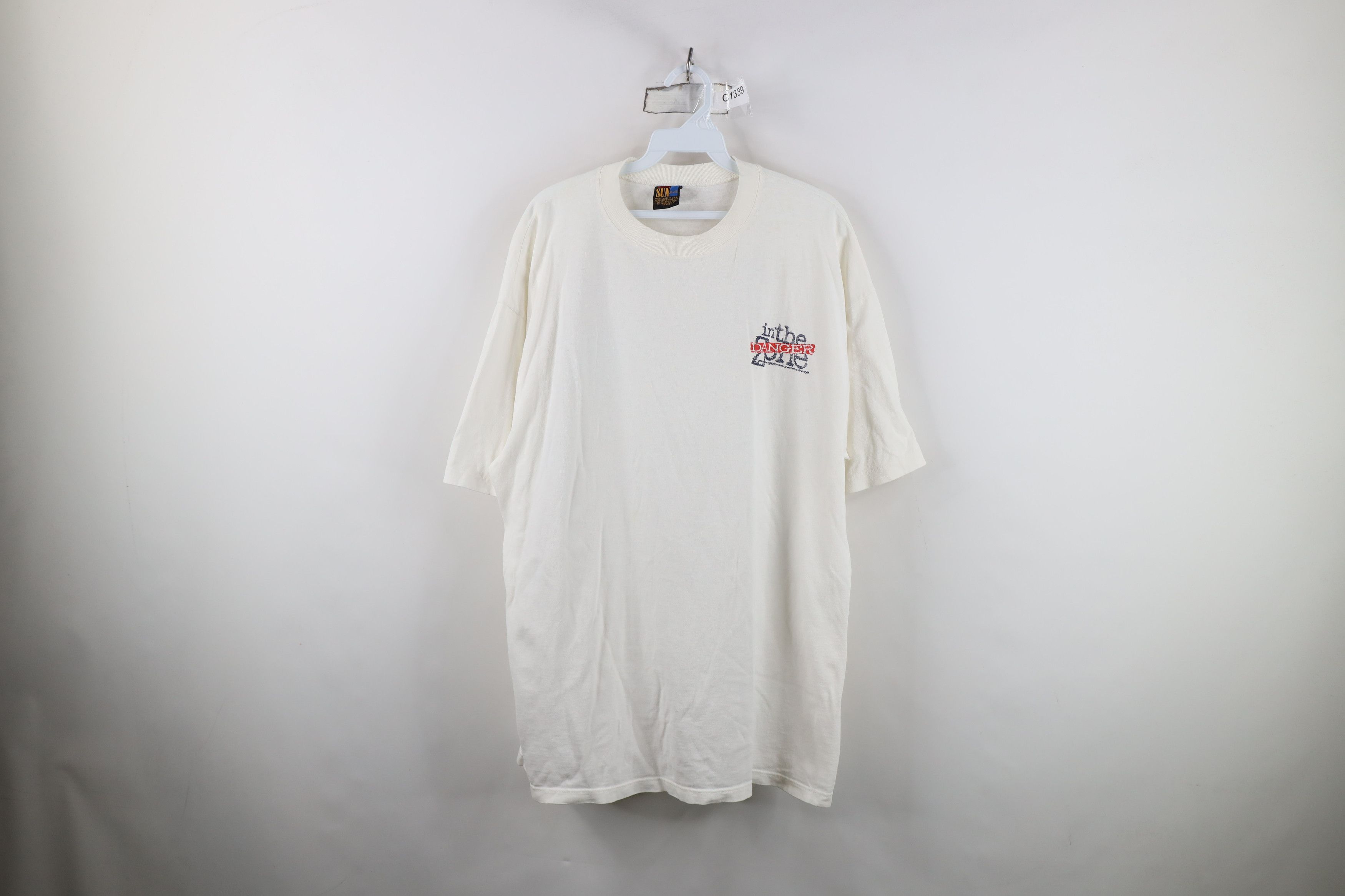 Vintage Vintage 90s In The Danger Zone Mountain Biking T-Shirt White Size US XL / EU 56 / 4 - 1 Thumbnail