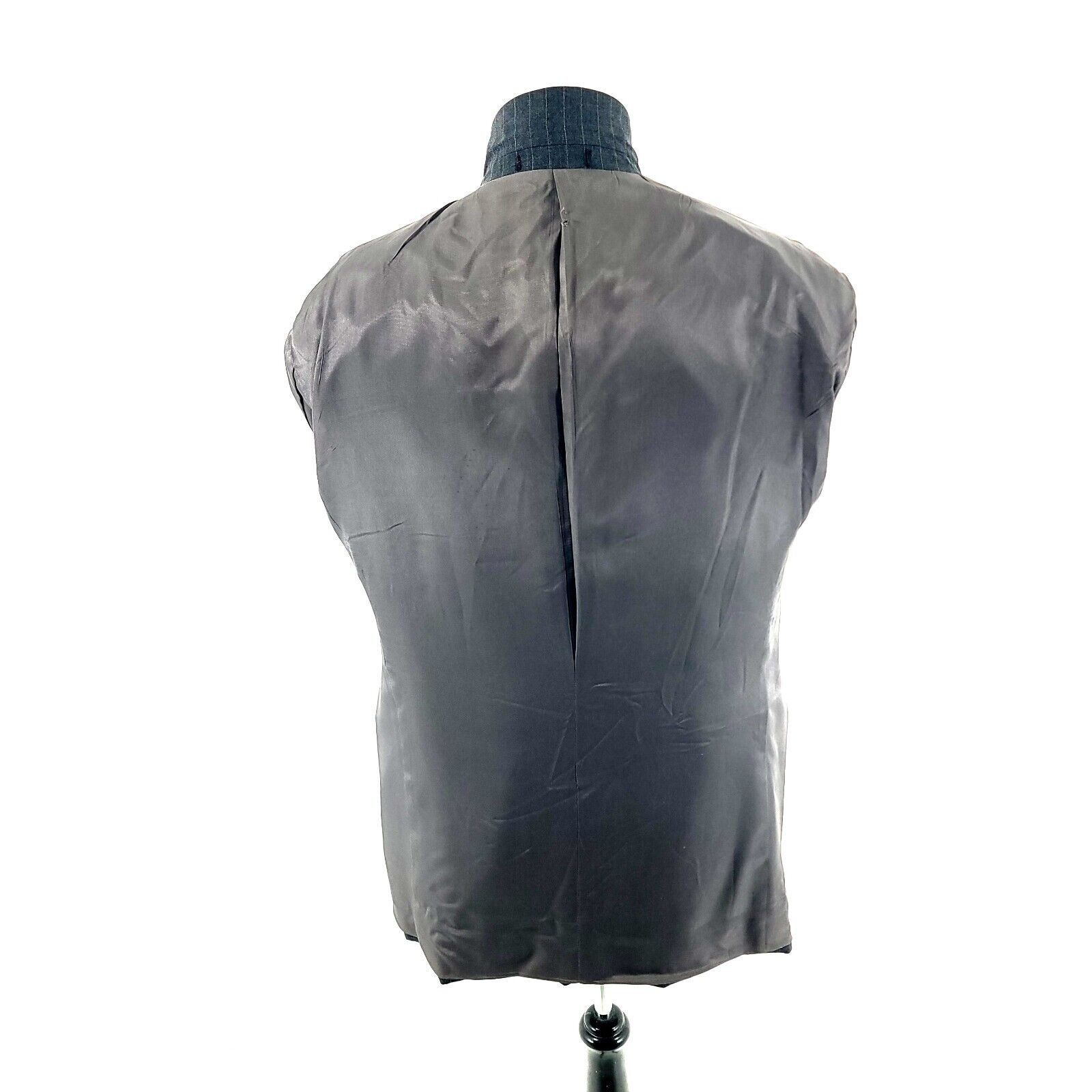 Stafford DAMAGED Stafford Wool 3 Button Suit Jacket 42L Gray Striped Size 42L - 12 Thumbnail