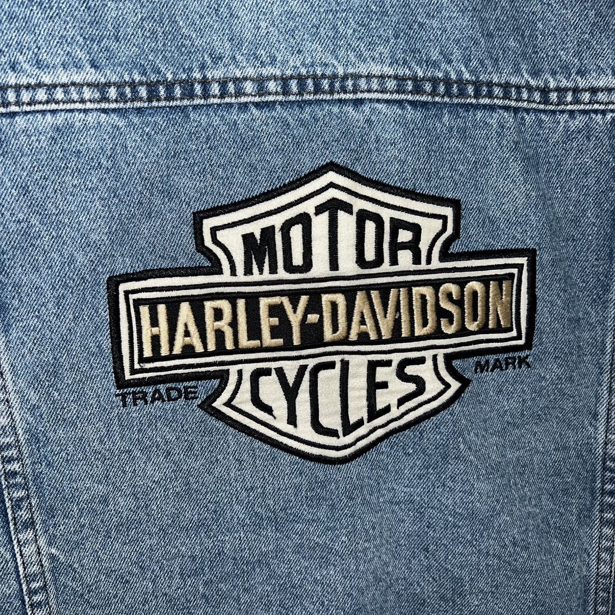 Harley Davidson VINTAGE WOMEN’S HARLEY DAVIDSON BIKER LOGO DENIM VEST Size XL / US 12-14 / IT 48-50 - 2 Thumbnail