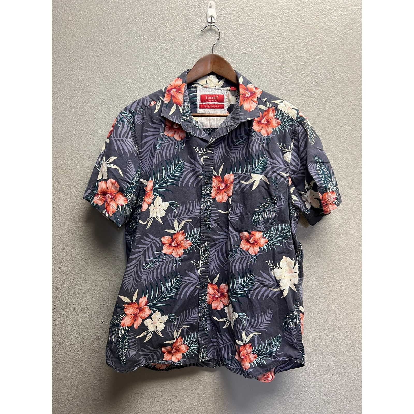 Vintage Bruno Milano Button Up Shirt Purple Floral modern Stretch XL Size US XL / EU 56 / 4 - 1 Thumbnail