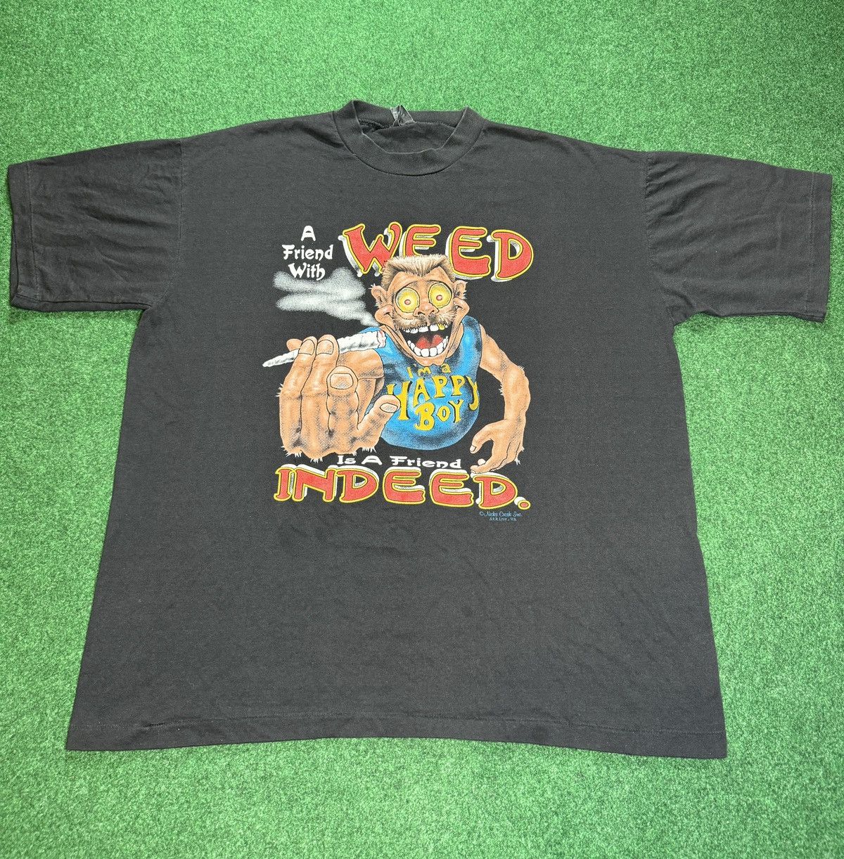 Vintage Vtg 90s RARE Weed Tee Friend With Weed Friend Indeed T Shirt Size US L / EU 52-54 / 3 - 1 Thumbnail